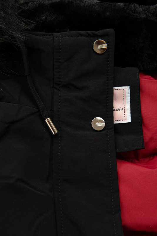 Parka invernale classico nero/rosso