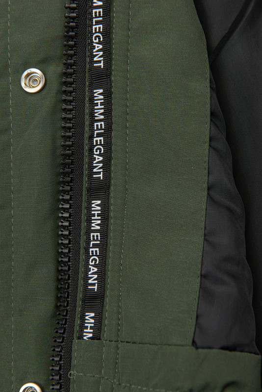 Parka di transizione kaki con fodera nera