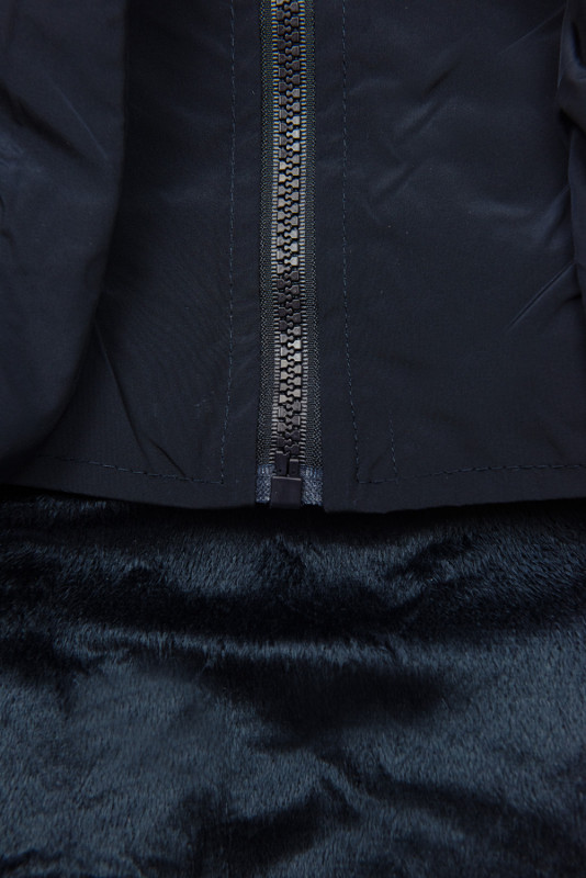 Gilet invernale blu scuro con cappuccio
