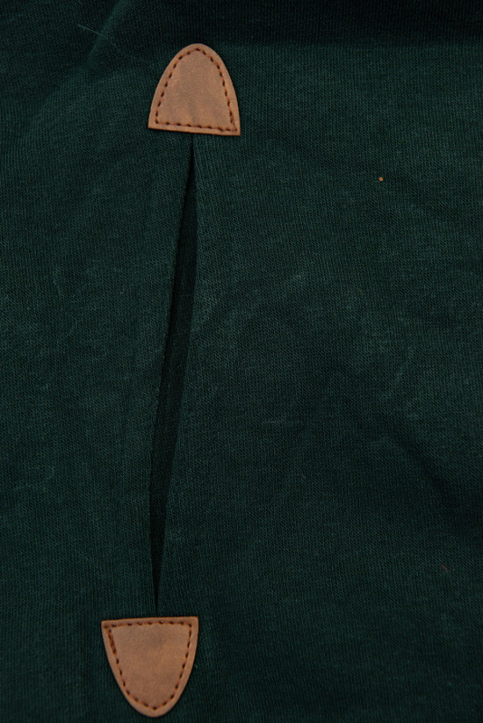 Felpa lunga verde scuro con cappuccio a quadri