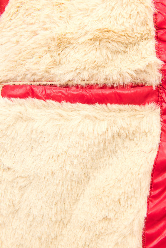 Giacca lucida blu rossa/beige con cintura