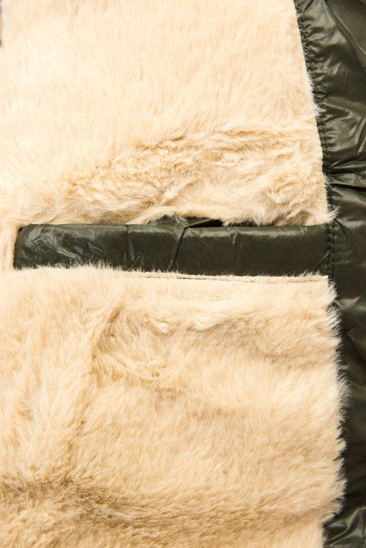 Giacca lucida kaki/beige con cintura
