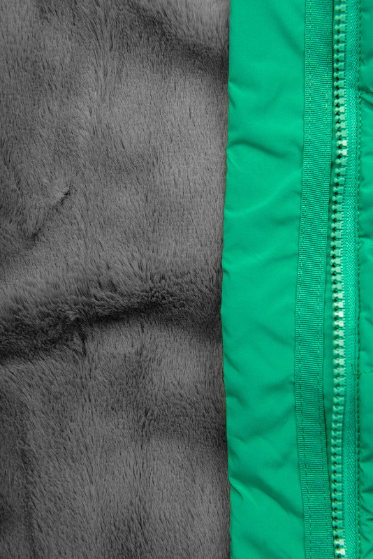 Giacca invernale trapuntata verde con peluche