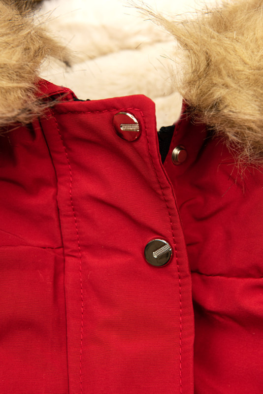 Parka invernale rosso/crema con fodera removibile