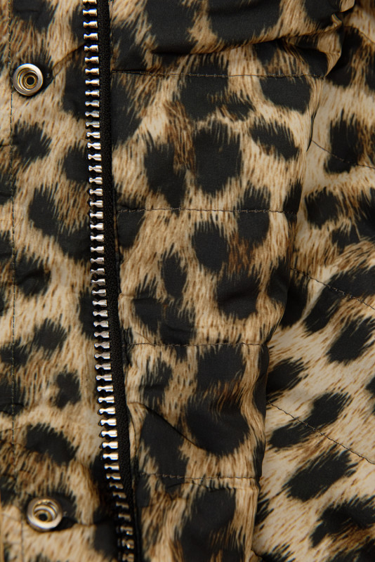 Parka reversibile giallo con fantasia leopardata