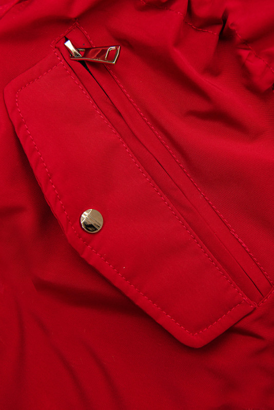 Parka doppia faccia di transizione con cappuccio rosso/nero