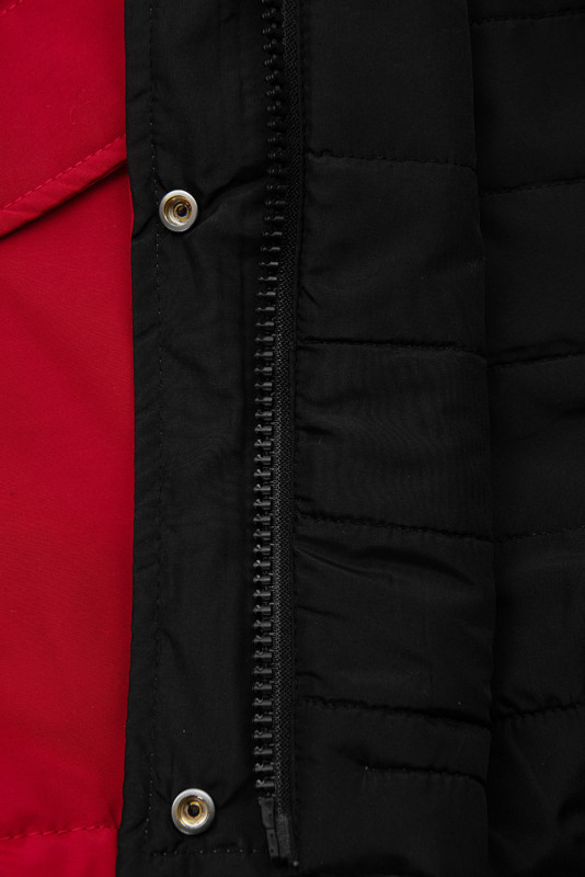 Parka doppia faccia di transizione con cappuccio rosso/nero