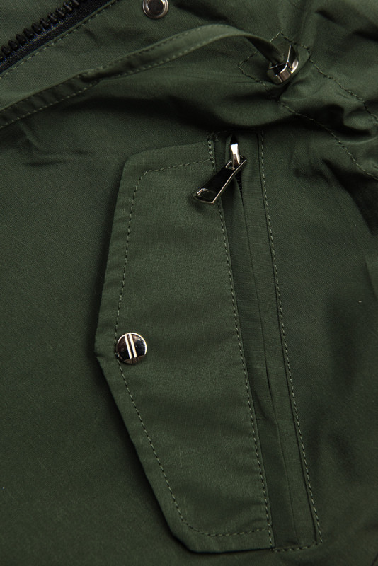 Parka doppia faccia di transizione con cappuccio kaki/nero