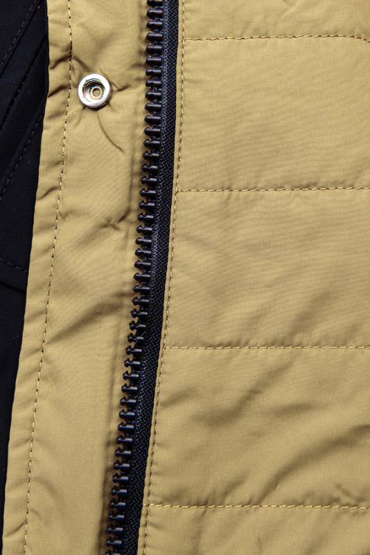 Parka doppia faccia di transizione con cappuccio grigio chiaro/sabbia