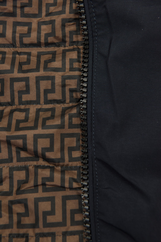 Parka doppia faccia con fantasia blu scuro/marrone