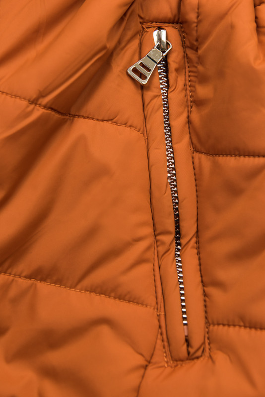 Parka invernale doppia faccia arancio scuro/marrone