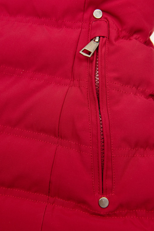 Giacca invernale rossa con peluche grigio
