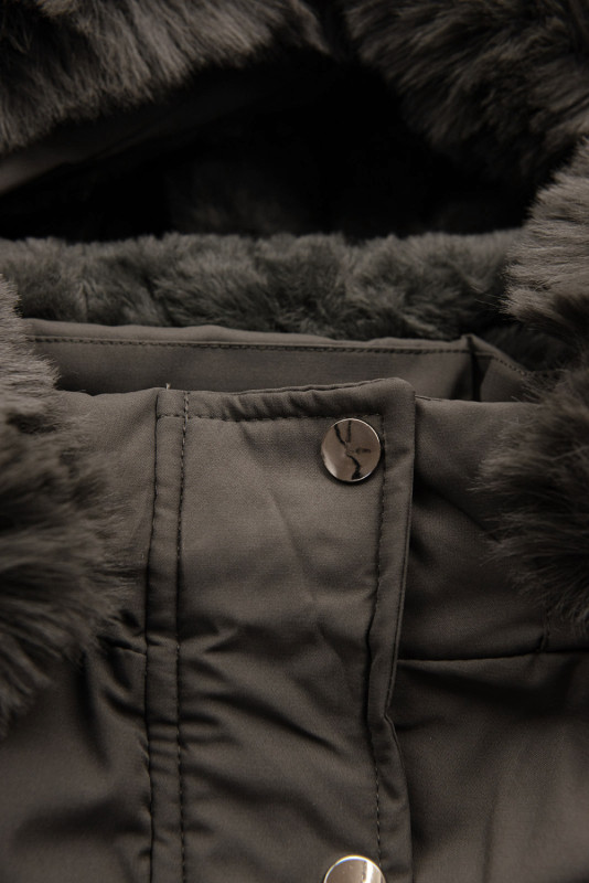 Parka kaki per bambini con pelliccia