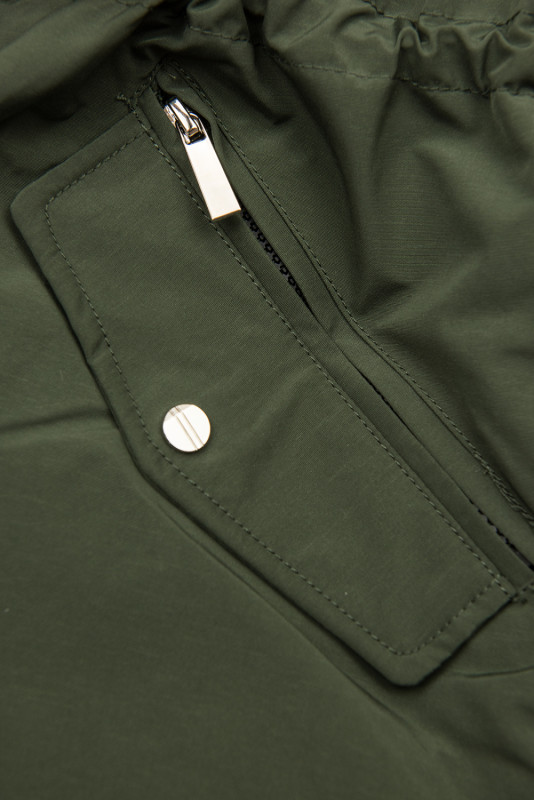 Parka kaki invernale con fodera beige
