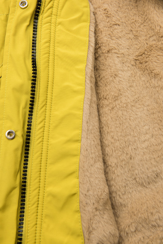 Parka giallo limone invernale con fodera beige