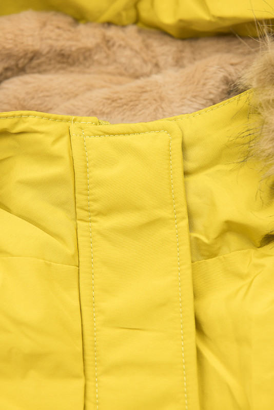 Parka giallo limone invernale con fodera beige