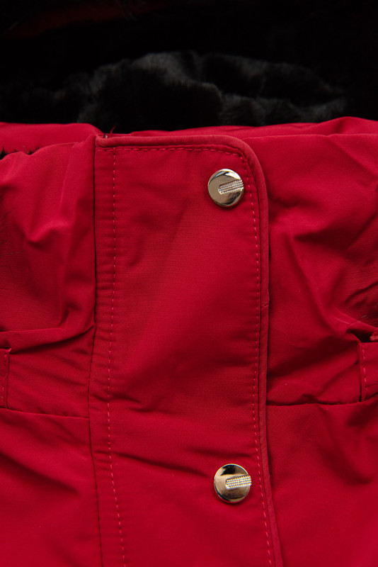 Parka esteso con pelliccia rosso/nero