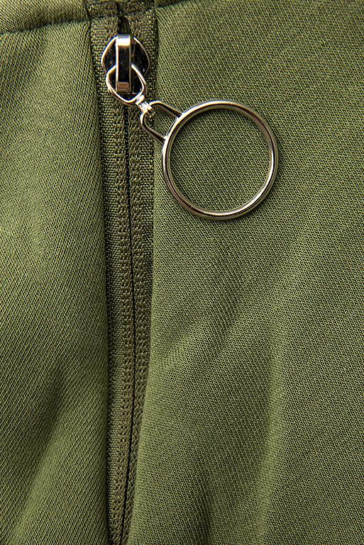 Felpa lunga verde kaki con cappuccio