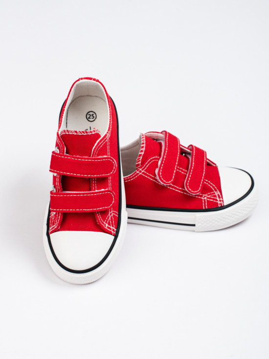 Sneakers rosse da bambini con velcro