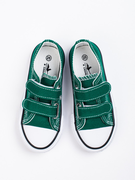 Sneakers verde scuro da bambini con velcro