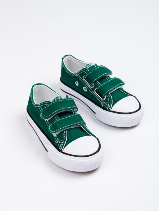 Sneakers verde scuro da bambini con velcro