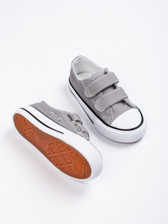 Sneakers grigie da bambini con velcro