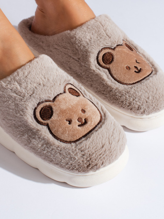 Pantofole in pelliccia beige scuro TEDDY