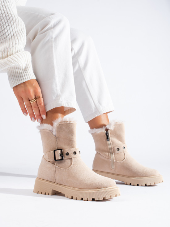 Scarpe da neve beige con fibbia