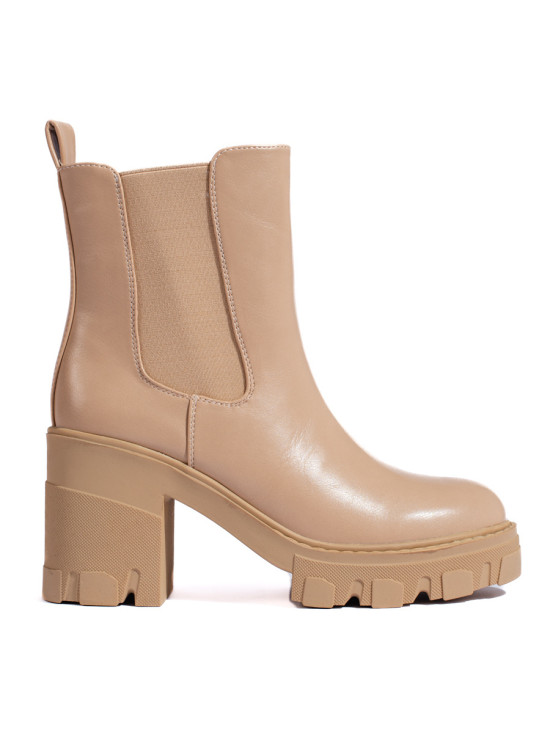 Stivali con tacco e piattaforma beige