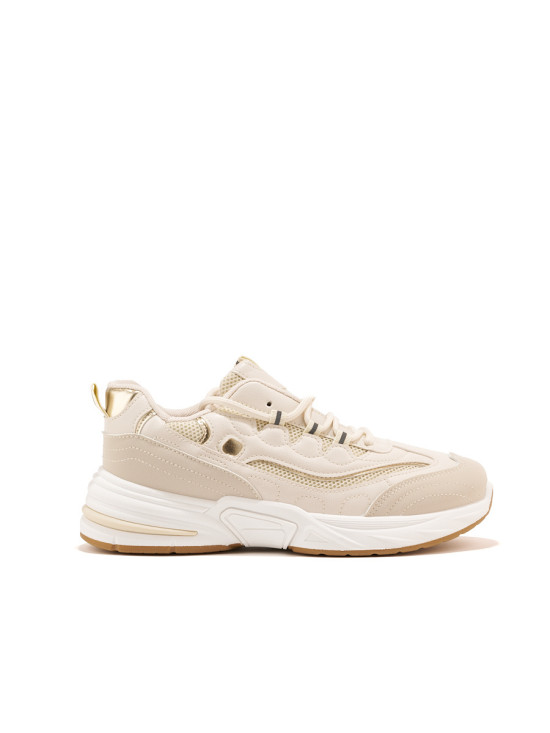 Scarpe sportive beige da donna con suola spessa