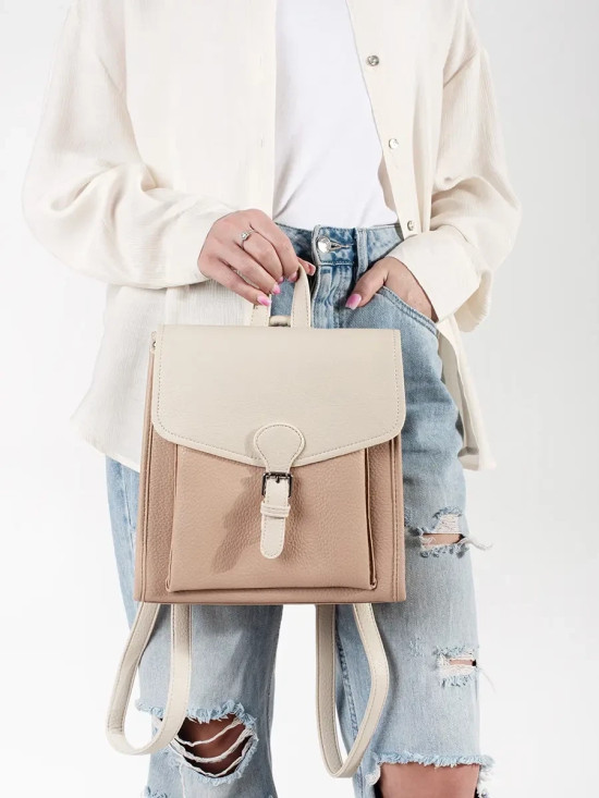 Zaino beige da donna con patta