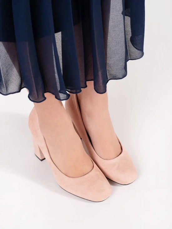 Beige Suede Visoke Potpetice