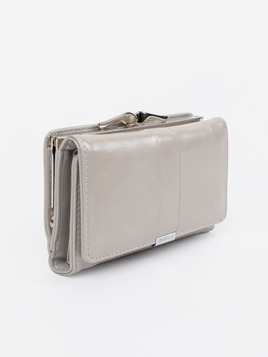 Elegante portafoglio grigio in ecopelle