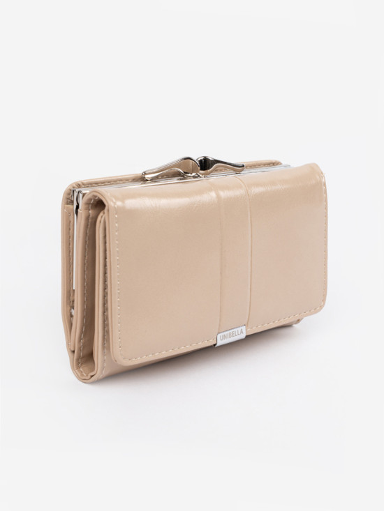 Portafoglio da donna beige in ecopelle