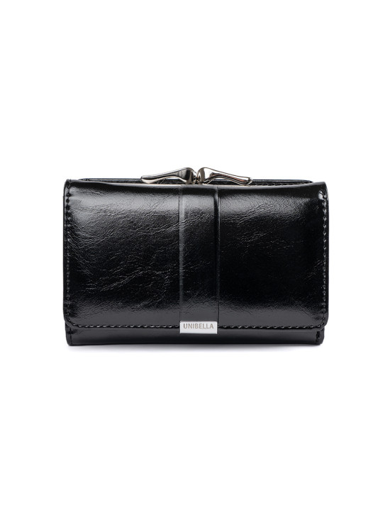 Elegante portafoglio nero in ecopelle