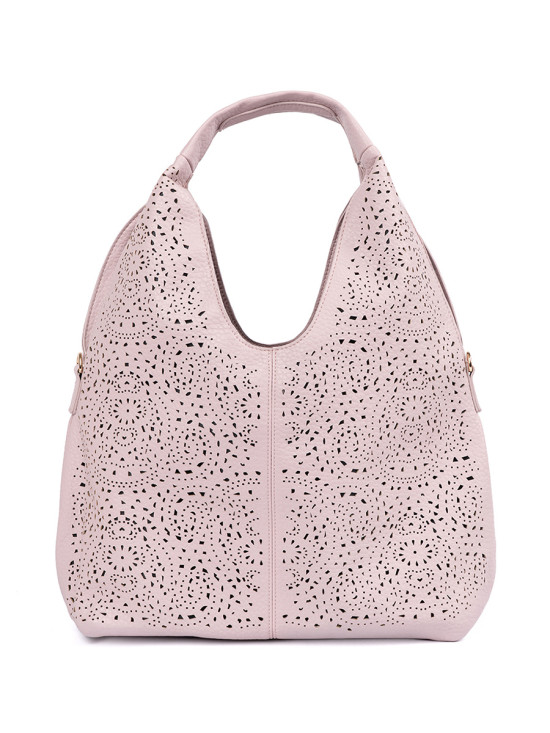 Borsa a spalla rosa perforata