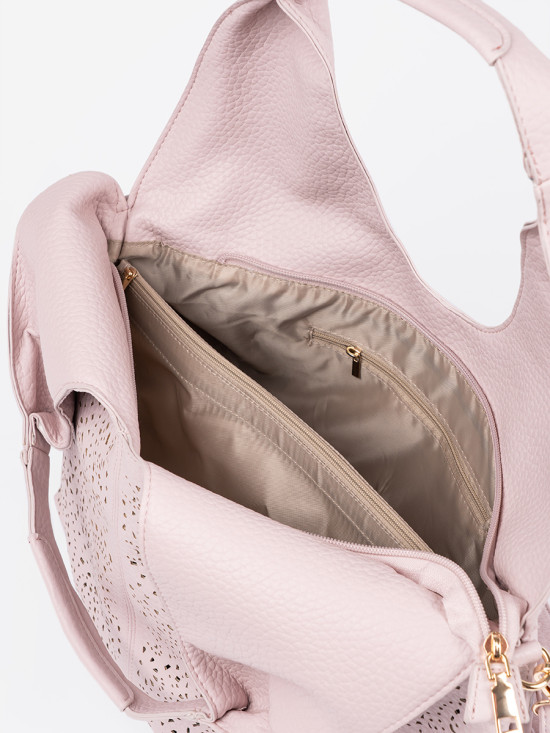 Borsa a spalla rosa perforata