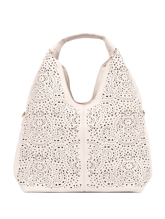 Borsa a spalla perforata beige chiaro
