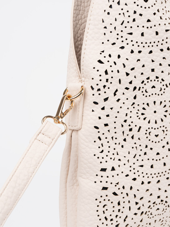 Borsa a spalla perforata beige chiaro