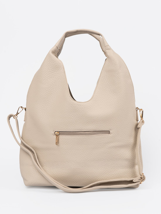Borsa a spalla beige traforata