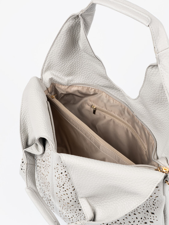Borsa a spalla perforata grigia