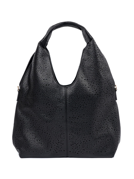 Borsa nera perforata a spalla