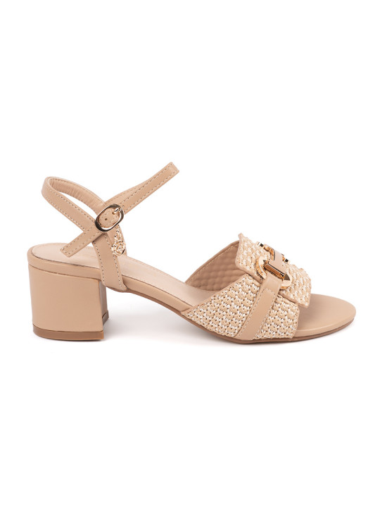 Sandali beige da donna con tacco medio