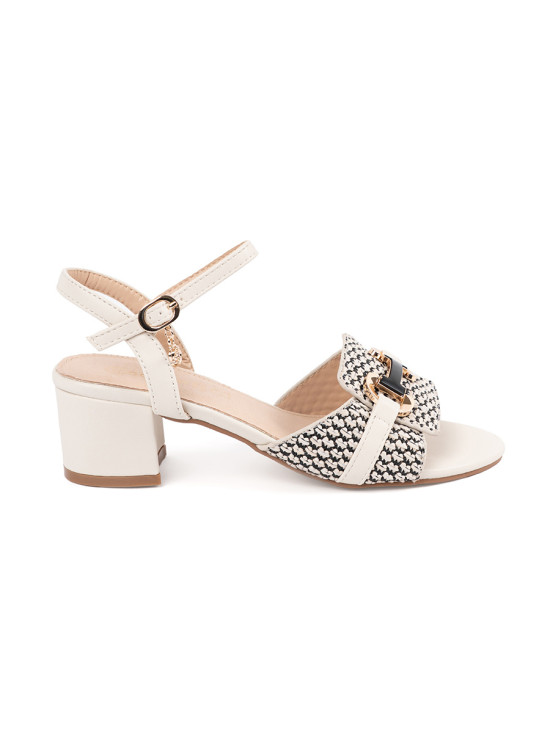 Sandali bianchi da donna con tacco medio