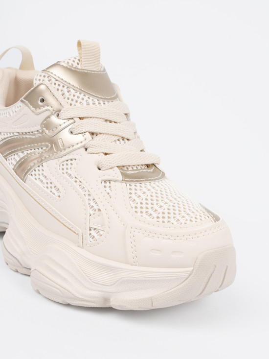 Sneakers Beige Chiaro con Suola Spessa