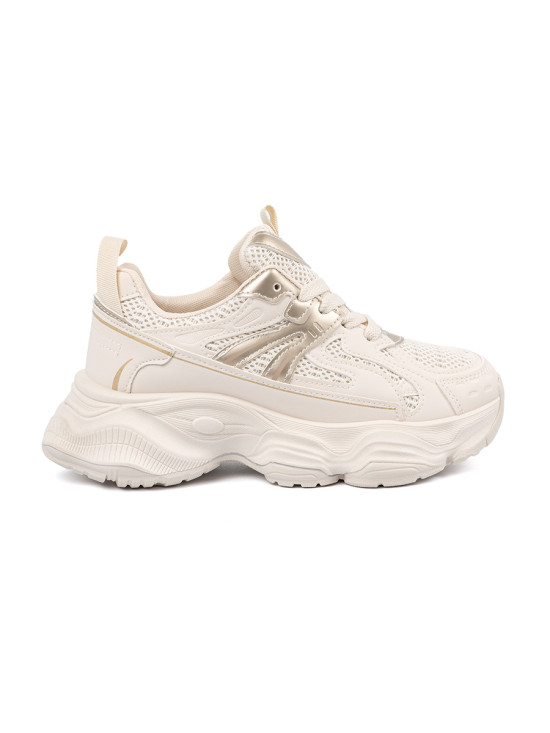 Sneakers Beige Chiaro con Suola Spessa