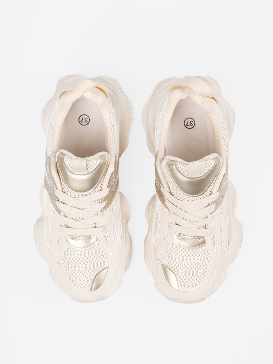 Sneakers Beige Chiaro con Suola Spessa