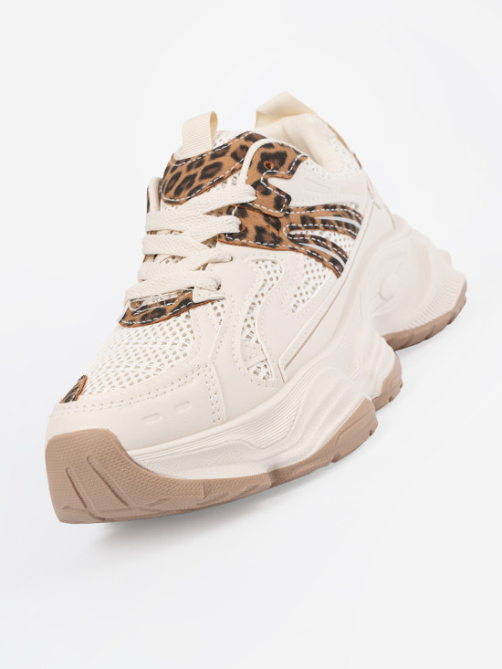 Sneakers con suola spessa in stampa leopardata