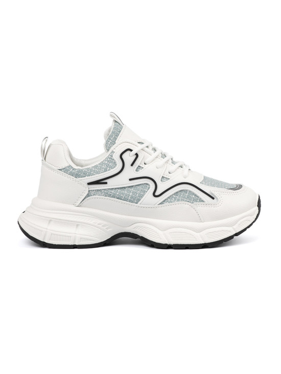 Sneakers bianche-verdi con inserti decorativi