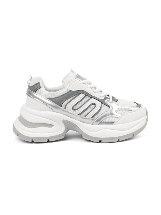 Sneakers bianche con dettagli argentati